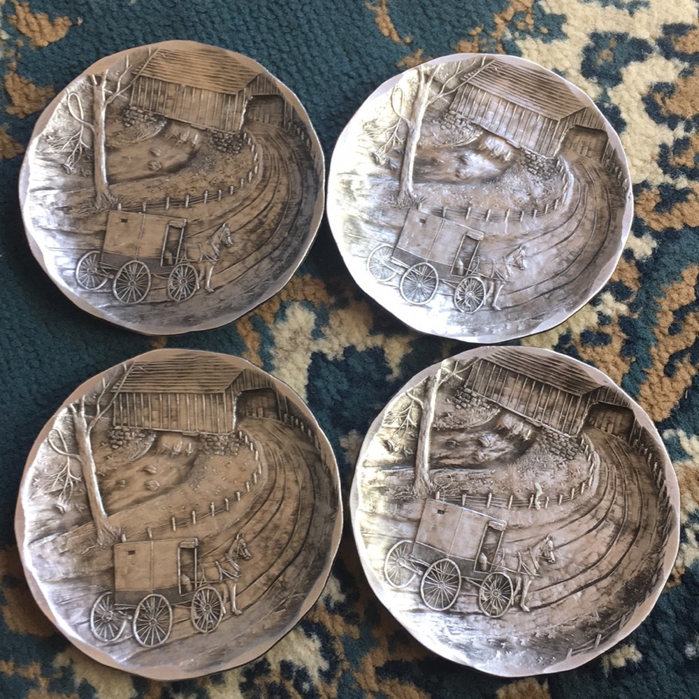 Hand made Set of 4 pewter cup bottom